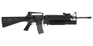 The M16A2 M203 5.56 mm assault rifle.