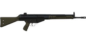 The G3A3 7.62 mm battle rifle.
