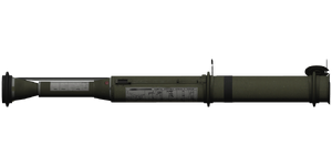 The RPG-75 68 mm rocket launcher.