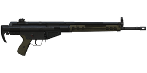 The G3A4 7.62 mm battle rifle.