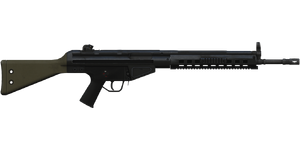The G3A3A1 7.62 mm battle rifle.