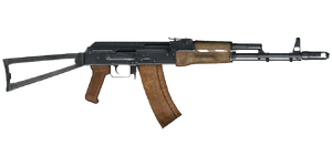 The AKS-74 5.45 mm assault rifle.