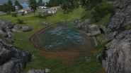 Shallow water pool next to the port.