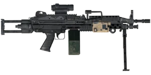 The L110A1 5.56 mm light machine gun.