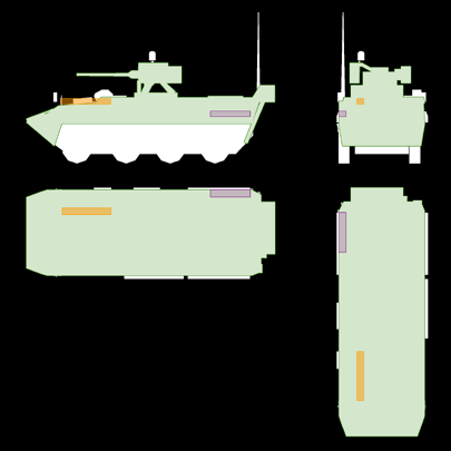 LEGENDGreen = BodyOrange = EngineViolet = Fuel tank