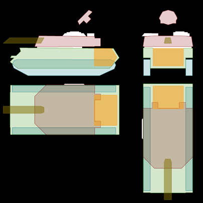 LEGENDGreen = HullOrange = EngineLight blue = TracksMaroon = TurretGold = AA cannons'"`UNIQ--ref-0000007E-QINU`"'