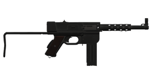 The MAT-49 9 mm submachine gun.
