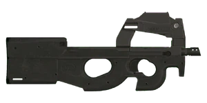 The ADR-97C 5.7 mm submachine gun.