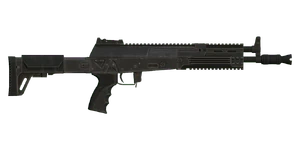 The AKU-12 7.62 mm carbine.