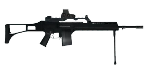 The MG36 5.56 mm light support weapon.