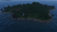 The tiny island north of La Foa.