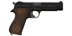 The P M/49 9 mm handgun.