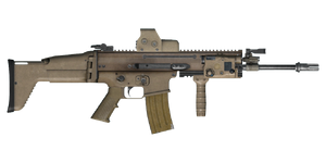 The Mk16 5.56 mm assault rifle.