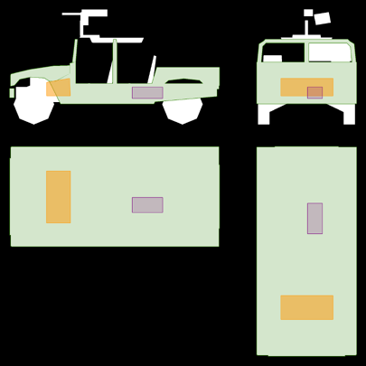 LEGENDGreen = BodyOrange = EngineViolet = Fuel tank