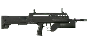The CAR-95 GL 5.8 mm bullpup assault rifle.