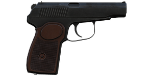 The PM 9 mm handgun.