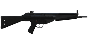 The G53A2 5.56 mm assault rifle.