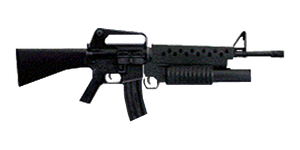 The M16A2 GL 5.56 mm assault rifle.
