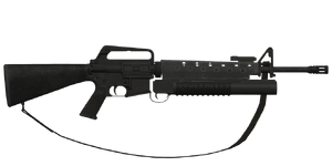 The M16A1 (M203) 5.56 mm assault rifle.