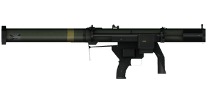 The SMAW 83 mm rocket launcher.