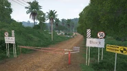 Main village entrance, post-outbreak and abandonment.