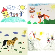 Pre-fighting drawings by the school's children.