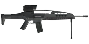 The XM8 Sharpshooter 5.56 mm designated marksman rifle.