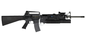 The M16A4 M203 5.56 mm assault rifle.