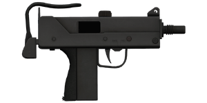 The MC-10 9 mm machine pistol.