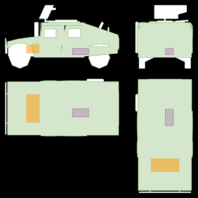 LEGENDGreen = BodyOrange = EngineViolet = Fuel tank