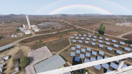 View of the solar farm arrays from one of the spires.