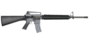 The M16A2 5.56 mm assault rifle.