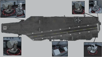 It should be noted that although the portside midship position is unused by default, it is sufficiently large enough to support a single Praetorian 1C turret.