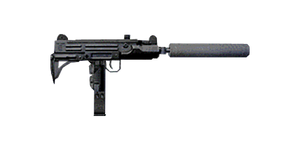 The UZI 9 mm submachine gun.
