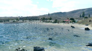 Zaros' beach, due south of the town.