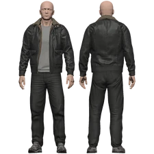 Black - [Leather Jacket (Open)]