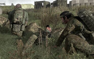 Razor Team discover a fatally wounded Simmons lying near a crater at FOB Manhattan.