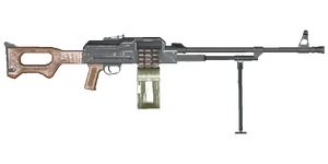 The PKM 7.62 mm medium machine gun.
