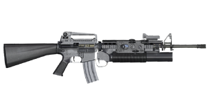 The M16A4 GL 5.56 mm assault rifle.
