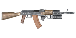 The AK-74 + GP-25 5.45 mm assault rifle.