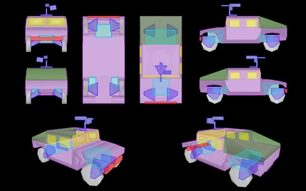 LEGENDDark blue = armor_11mm_plate.bisurfGreen = armor_1mm_plate.bisurfPurple = armor_3mm_plate.bisurfRed = armor_5mm_plate.bisurfTeal = iron.bisurfYellow = glassplate