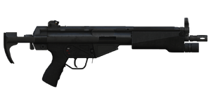 The Mp M/85 5.56 mm assault rifle.
