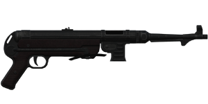 The MP40 9 mm submachine gun.