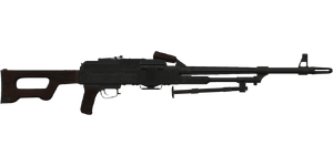 The PK 7.62 mm medium machine gun.