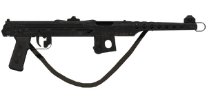 The PPS-43 7.62 mm submachine gun.