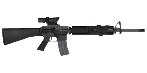 The M16A4 5.56 mm assault rifle.