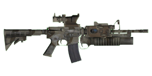 The M4A3 M203 5.56 mm carbine.