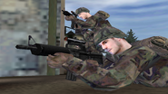 Regular U.S. soldiers wielding the XM-177S. Note the attached red dot scope mounted above the carryhandle.