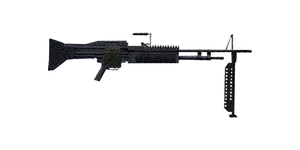The M60 7.62 mm medium machine gun.