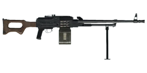 The PKM 7.62 mm medium machine gun.